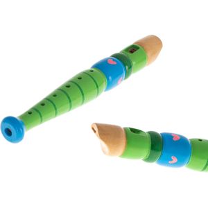 Playos® - Blokfluit - 20 cm - Hout - Groen/Blauw - Kinderen - Fluit - Muziek Fluit - Muzikaal Speelgoed - Instrumenten - Muziekinstrument