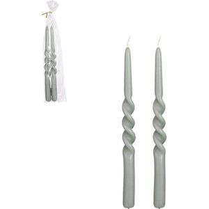 Mica Decorations  kaars twist (set van 2) Licht Groen