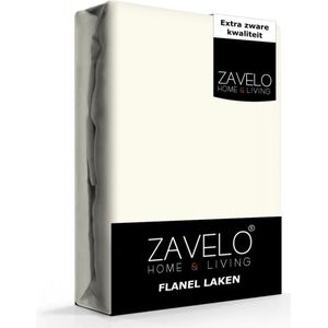 Zavelo Deluxe Flanel Laken Ivoor - Lits-jumeaux (240x260 cm) - 100% katoen - Extra Dik - Zware Kwaliteit - Hotelkwaliteit