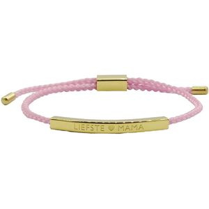 Minimalistisch armbandje met gravure -LIEFSTE MAMA - Cadeau voor moeder / moederdag - Kleur Goud & Roze