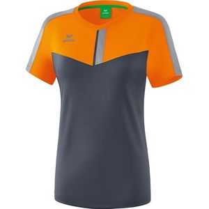 Erima Squad T-Shirt Dames Slate Grijs-Monument Grijs-New Oranje Maat 44