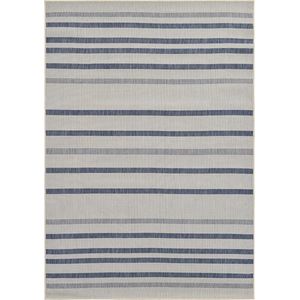 Vercai Rugs Terrace Collectie - Laagpolig Vloerkleed - Tapijt voor Binnen en Buiten - Polypropyleen - Ivoor / Blauw - 160x220 cm