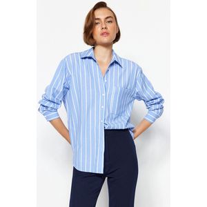 Trendyol TWOAW24GO00033 Volwassenen Vrouwen Shirt - Blauw - 36