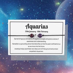 Bixorp Aquarius / Waterman Sterrenbeeld Armband - Cadeau Armbandje met Edelstenen Kralen - Granaat, Hematiet & Amethist