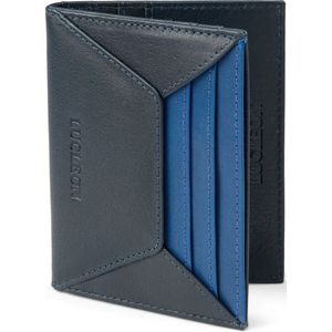 Lucleon Loren zwarte en blauwe leren RFID portemonnee voor heren
