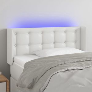 The Living Store Hoofdbord LED 83x16x78/88 cm kunstleer wit - LED Hoofdbord - Hoofdkussen - Led Lamp - Slaapkamersdecoratie - Comfortabel Hoofdbord