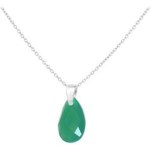 ARLIZI 2097 Ketting groene onyx druppel hanger sterling zilver