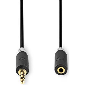 Nedis Stereo-Audiokabel - 3,5 mm Male - 3,5 mm Female - Verguld - 5.00 m - Rond - Antraciet - Doos