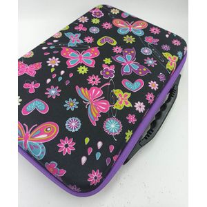 Diamond painting koffer - stockage box met 60 potjes - zwart met vlinders en bloemen - Paarse rand
