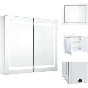 vidaXL LED-wandspiegelkast - 80 x 12.2 x 68 cm - wit en zilver - MDF met melamine-afwerking - Badkamerkast