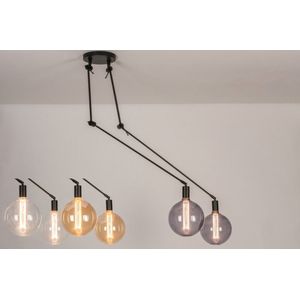 Lumidora Hanglamp 74004 - LINCOLN - 2 Lichts - E27 - Zwart - Metaal