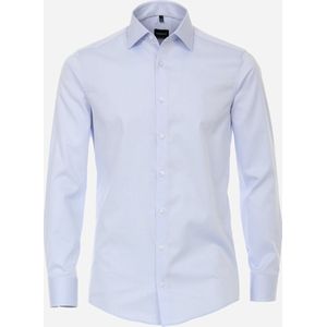VENTI modern fit overhemd - mouwlengte 72 cm - twill - blauw - Strijkvriendelijk - Boordmaat: 47