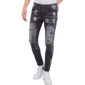 Distressed Jeans Stonewash Heren - Slim Fit -1087- Zwart