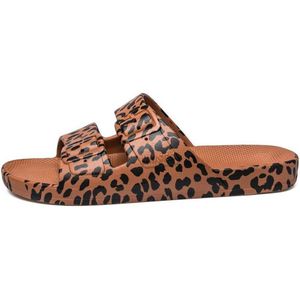 Freedom Moses Slippers / Slides - Leo Toffee - Leopard Print - Cognac - Maat 34/35