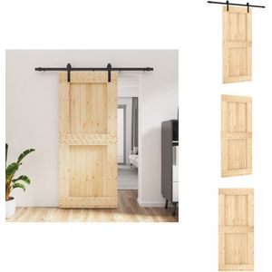 vidaXL Schuifdeur - Schuifdeuren - Binnendeur - Binnenschuifdeur - Schuifdeur met beslag 90x210 cm massief grenenhout