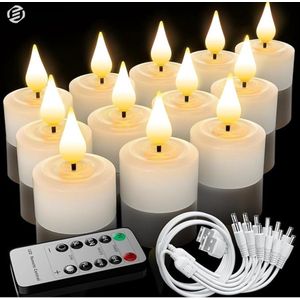 Equivera Oplaadbare LED Kaarsen - Elektrische Kaarsen - Oplaadbare Waxinelichtjes - Realistische Kaarsen - Kerstverlichting - Veilig en Duurzaam