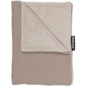 Snoozzz Baby Deken Ledikant deken - 100 x 135 cm - zachte teddy met katoen hydrofiel - Sand