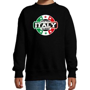 Have fear Italy is here sweater met sterren embleem in de kleuren van de Italiaanse vlag - zwart - kids - Italie supporter / Italiaans elftal fan trui / EK / WK / kleding 170/176