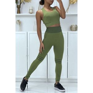 ZoeZo Design - sportset - anti cellulitis - sportteneu - 1 maat - 36 tm 40 - groen - fitness kleding - legging en top - croptop - push-up effect
