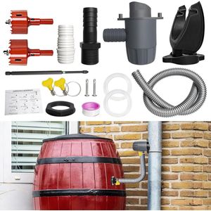 Rainwater Collector 70-110 mm for Rain Tubes with Mounting Accessories - Connection Set with 1 m Hose - Downspout for Roofs up to 80 m²