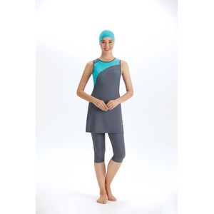 Badpak swimset mouwloos, dames, grijs, maat 42