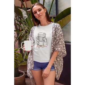 Shirt - Coffee time - Wurban Wear | Grappig shirt | Koffie | Unisex tshirt | Koffiezetapparaat | Koffiebonen | Wit