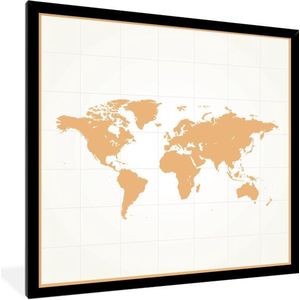 Fotolijst incl. Poster - Wereldkaart - Simpel - Oranje - 40x40 cm - Posterlijst