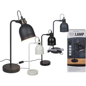 Tafellamp/bureaulamp wit metaal - Schemerlamp 42 cm - E14 - Schemerlampen/bureaulampen
