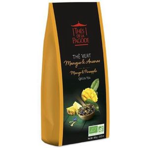 Thés de la Pagode – Groene thee mango en ananas - Losse Thee - Biologische thee  (100 gram)