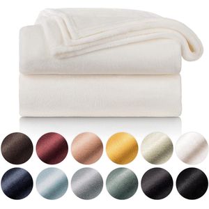 Fleece deken - hoogwaardige deken, zachte deken, microvezeldeken als bankhoes, sprei, plaid of woonkamerdeken, 270 x 230 cm, Wit