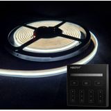 LED Strip COB - 10 Meter - Complete Set - 6000k - Koud Wit - 24V - IP65 Waterdicht - 480LED/m - Met Draadloze Mi-Light(MiBoxer) Touch Wandbediening(Zwart)