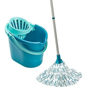 Set Classic Mop viscose met absorberende vezels - Complete wisserset met dweilmop en emmer wisser - Flexibele mopkop - Strepen