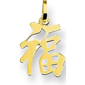 Gouden Chinese Gelukshanger 12 x 9 mm 14 karaats
