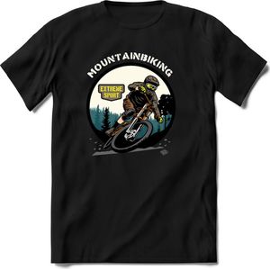 Mountainbiking | TSK Studio Mountainbike kleding Sport T-Shirt | Grijs | Heren / Dames | Perfect MTB Verjaardag Cadeau Shirt Maat 3XL