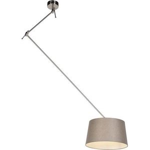 QAZQA blitz - Landelijke Hanglamp met kap - 1 lichts - L 380 mm - Taupe - Woonkamer | Slaapkamer | Keuken