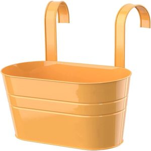 Hangpot, 1 stuks, metalen bloempot, balkon, hangpot, relingpot, vintage, ovaal, metaal, bloempot, vaas, balkon, tuin, afneembaar (oranje)