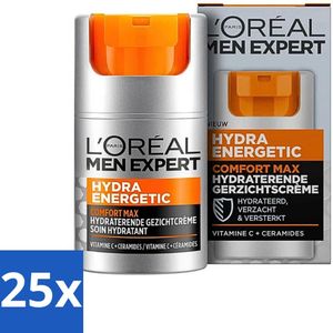 L'Oréal Paris Men Expert Hydra Energetic Comfort Max - Dagcrème - Hydraterend voor Droge Huid - 50 ml - Bulkverpakking - 25 stuks