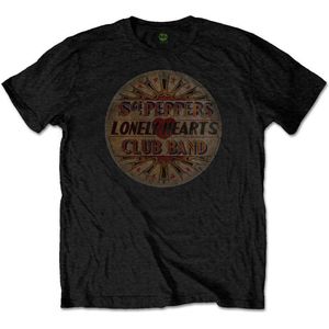 The Beatles - Vintage Drum Head Heren T-shirt - S - Zwart