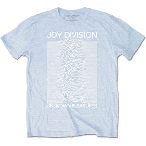 Joy Division - Unknown Pleasures White On Blue Heren T-shirt - L - Blauw