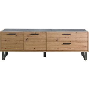 Tv-meubel Trevi 180cm met 2 deuren & 2 lades - eikdecor/zwart