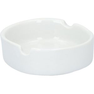 1x Witte ronde asbakken 8 cm keramiek - Asbak - Tuin artikelen - Rookwaren toebehoren/rokersbenodigdheden/tabak accessoires - Cadeau voor de roker