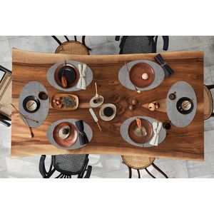 Placemats ovaal - Onderleggers - Ovale placemats - Beton print - Grey - Stippen - Grind - 6 stuks