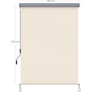 Signature Home Zeppy verticale luifel 160X250 voor balkon - terras, met grijze luifelcassette - verticale luifel voor buiten - voor windbescherming - zonwering en privacybescherming - waterdicht - beige