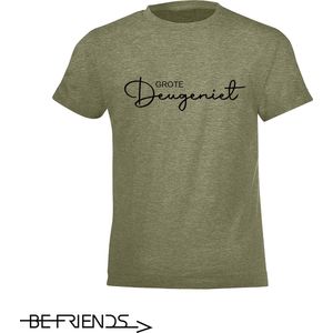 Be Friends T-Shirt - Grote deugeniet - Kinderen - Kaki - Maat 8 jaar