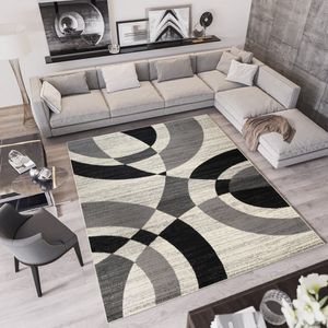 Tapiso Qmega Vloerkleed Zwart Grijs Modern Karpet Tapijt Maat- 160x220