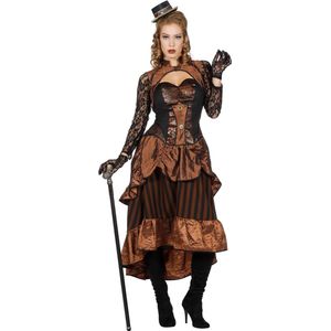 Wilbers & Wilbers - Steampunk Kostuum - Steampunk Victoria Bruin - Vrouw - Bruin - Maat 42 - Halloween - Verkleedkleding
