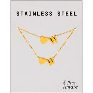 Initiaal Ketting & Armband set met Letter W Goudkleurig - Stainless Steel - Met letter & Hartje! - Naam Ketting Cadeau - Sieraden Set op Kaartje - Pax Amare