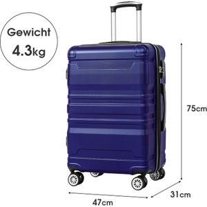 Handbagagekoffer van harde schaal met TSA-slot en universeel wiel Uitbreidbare zijhandgreep XL 47x31x75cm blauw