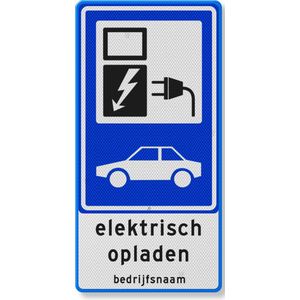 Verkeersbord elektrisch opladen met eigen tekst - aluminium DOR Klasse 3 - 15 jaar garantie 600 x 1200 mm