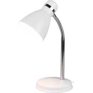 LED Bureaulamp - Tafelverlichting - Torna Himaya - E27 Fitting - Rond - Mat Wit - Aluminium